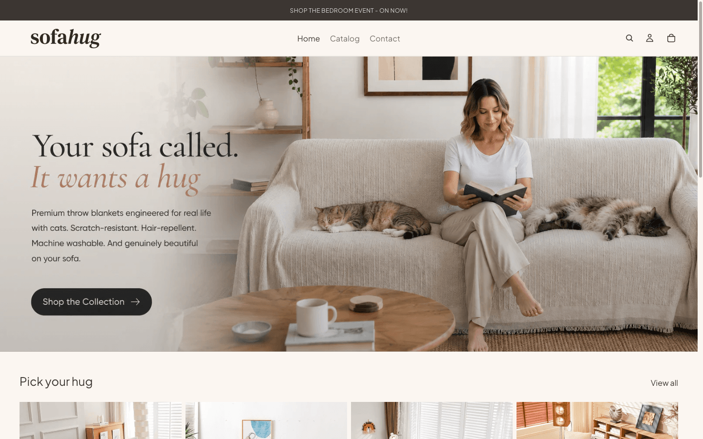 sofahug.com homepage preview